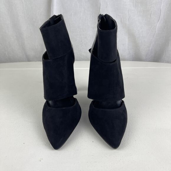 NWT Express Stiletto Ankle Booties Heels Faux Suede Croc Pointed Toe Cut Out 6 - Picture 3 of 16